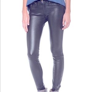 Rag and Bone Leather Pants in Dark Metallic Grey